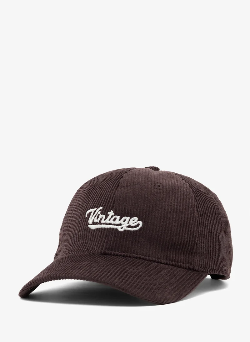 Vintage Text Corduroy Peak Cap