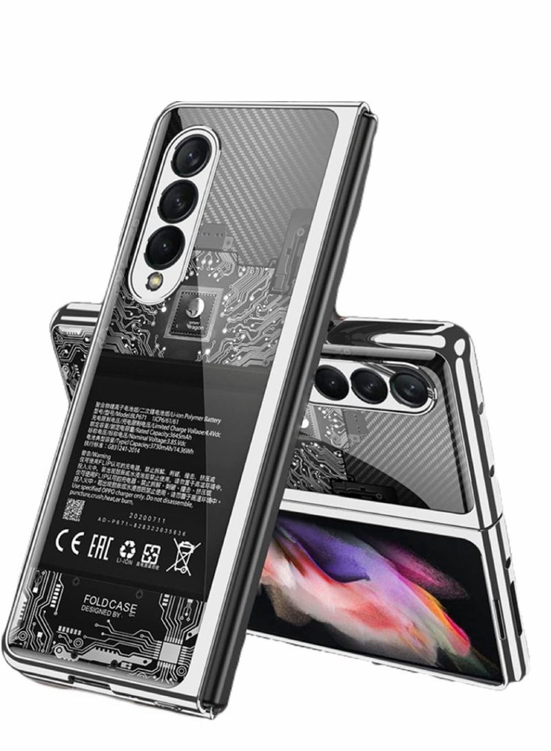 Y&D Case for Samsung Galaxy Z Fold 3 Cover Luxury Plating Plastic Crystal Finish Pattern Protection Bumper 5G 2021 (Discovery Edition) - Image 1