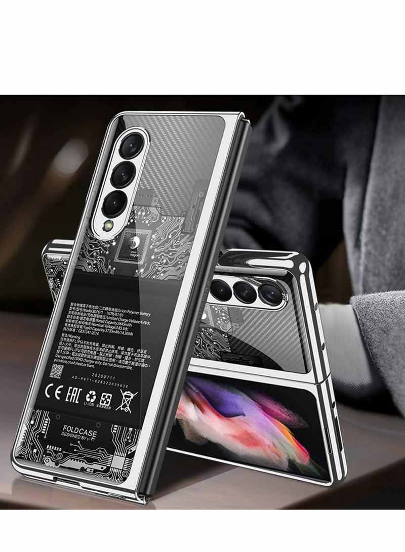 Y&D Case for Samsung Galaxy Z Fold 3 Cover Luxury Plating Plastic Crystal Finish Pattern Protection Bumper 5G 2021 (Discovery Edition) - Image 2