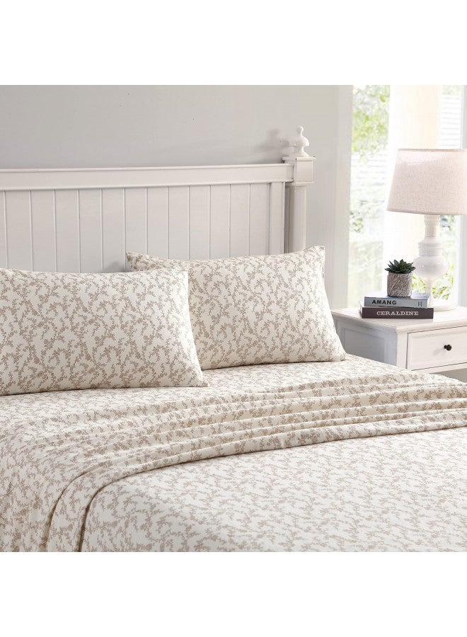 Laura Ashley Home - Queen Sheets, Cotton Flannel Bedding Set, Brushed for Extra Softness & Comfort (Victoria, Queen) - Image 1