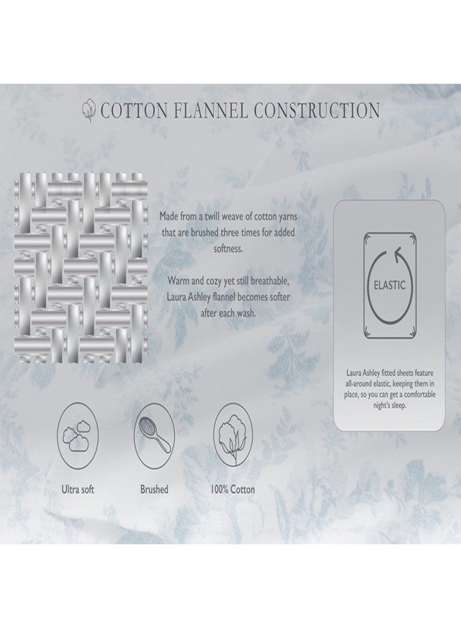 Laura Ashley Home - Queen Sheets, Cotton Flannel Bedding Set, Brushed for Extra Softness & Comfort (Victoria, Queen) - Image 4
