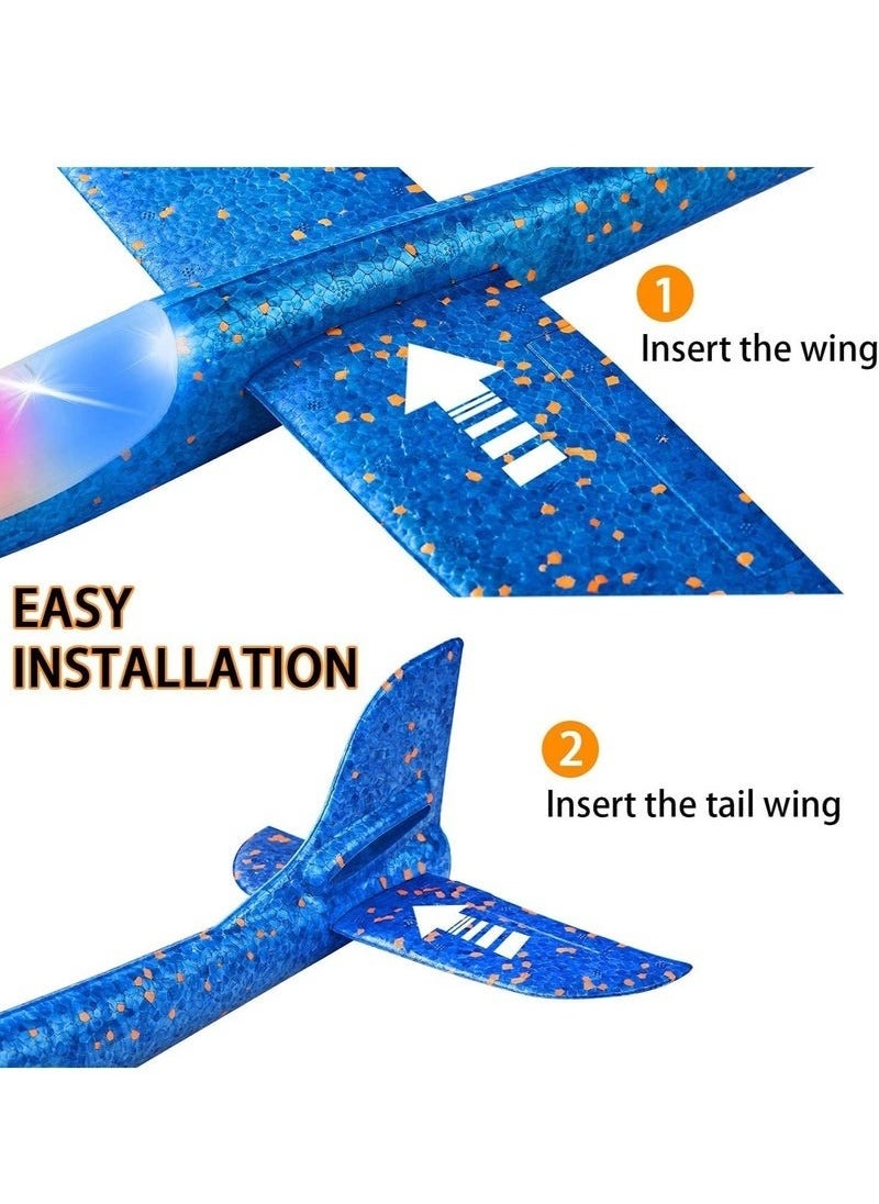 Zashe 2 Pack LED Light Airplane, 17.5" Large Throwing Foam Plane, 2 Flight Mode Glider Plane, Flying Toy for Kids, Outdoor Sports Toy, Birthday Party Favors  - Image 2