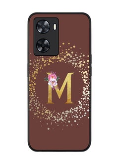 Stylizedd Rugged Black edge case for Oppo A57 4G/Oppo A77 4G/Oppo A77s Slim fit Soft Case TPU Gel Thin Cover - Custom Monogram Initial Letter Floral Pattern - M (Brown)  - Image 1