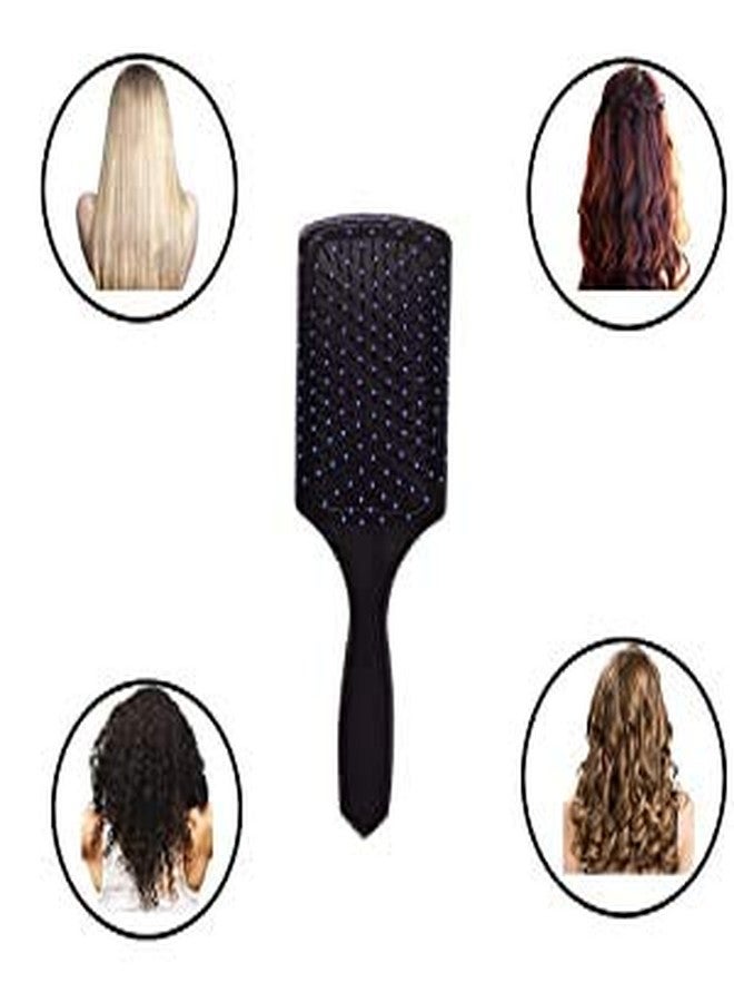 E-DUNIA Professional Smart Look Big Hair Paddle Rectangular Cushion Brush (1) & Brush For Blow Drying Roller Hair Brush (1) & Black Carbon Rat tail, Sectioning comb with Steel Handle (1) [ Pack Of 3 ] - Image 5