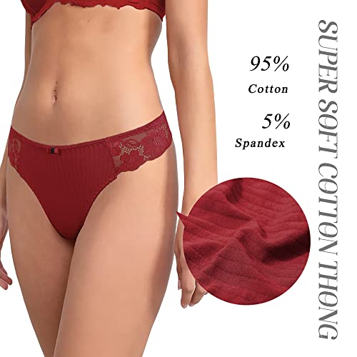 LEVAO 6 Pack G-String Thongs for Women, Cotton Panties Stretch T-back Tangas Low Rise Hipster Underwear,M - Image 2