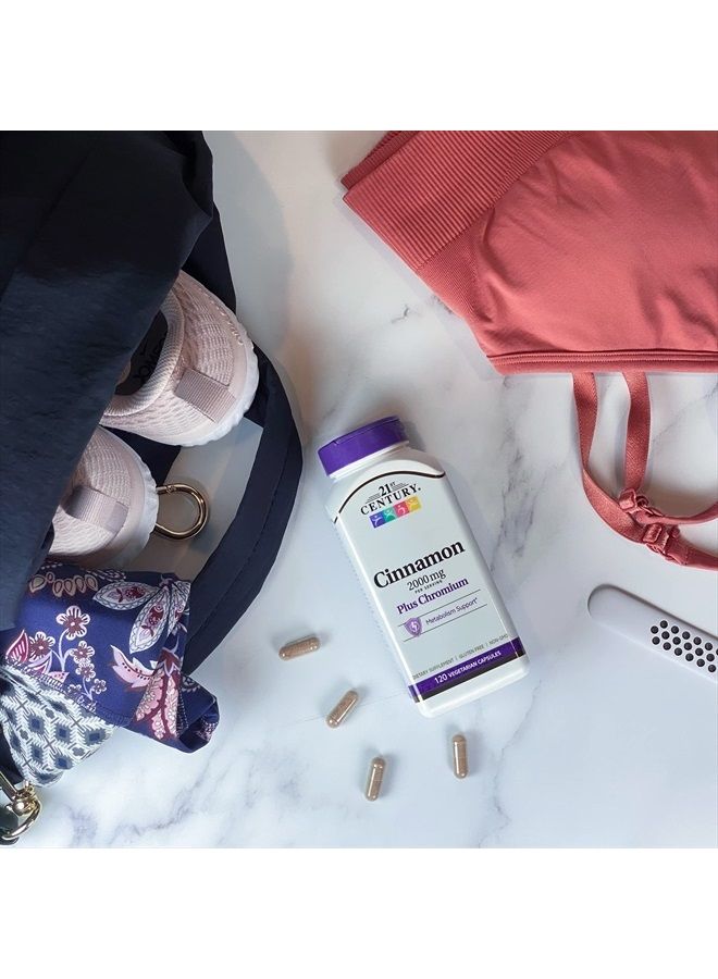 21st Century Cinnamon 2000 mg Per Serving Plus Chromium Vegetarian Capsules 120 count - Image 4