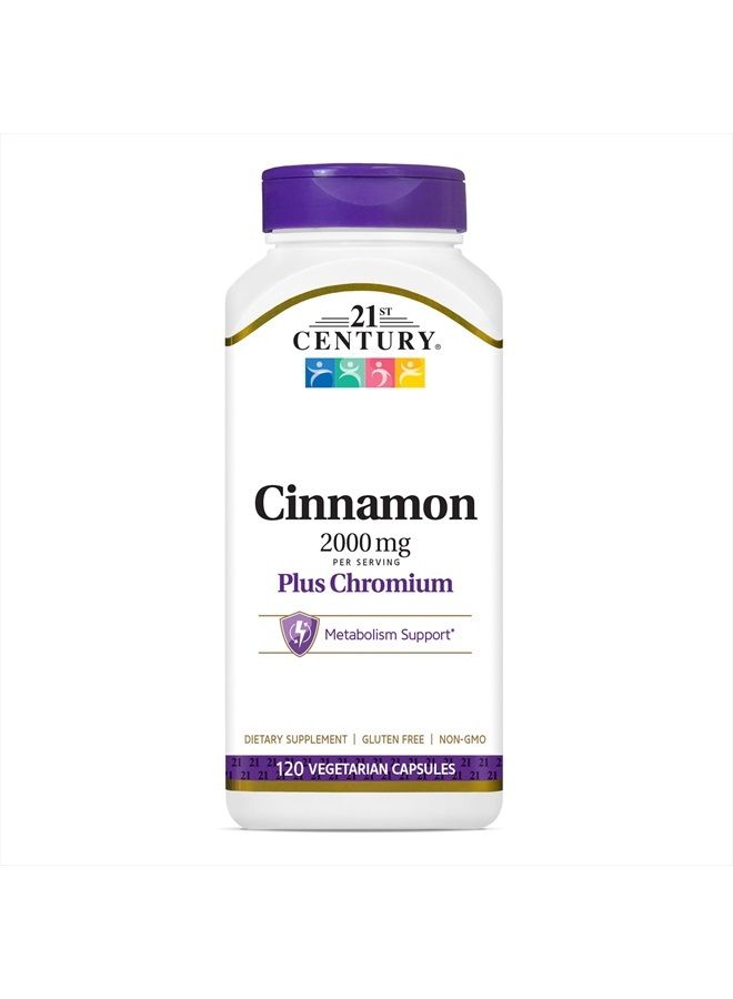 21st Century Cinnamon 2000 mg Per Serving Plus Chromium Vegetarian Capsules 120 count - Image 1