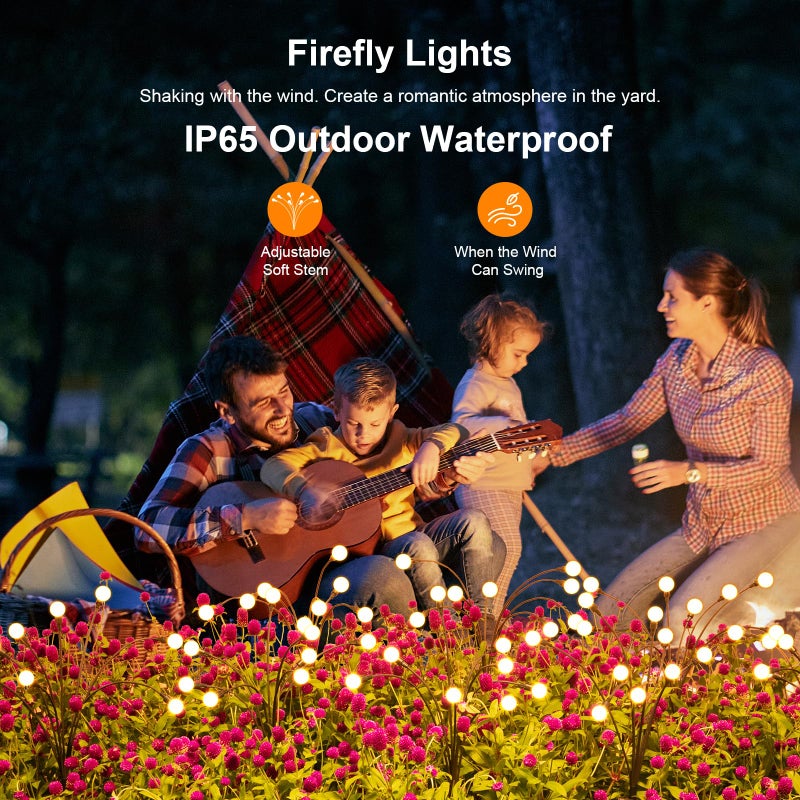 ASMAD Solar Lights Outdoor(6-Pack, 48 LEDs), Solar Garden Lights, Outdoor Decorations, Firefly Light for Patio Decor, Big Bulb, Unique Gifts for Women, Gifts for Grandma - Image 3