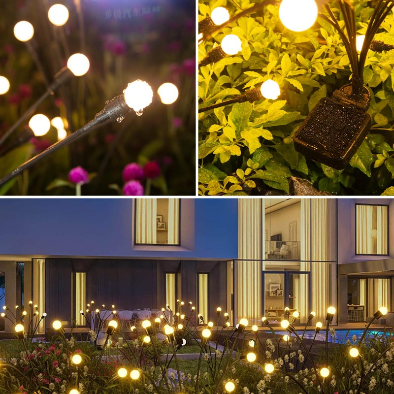 ASMAD Solar Lights Outdoor(6-Pack, 48 LEDs), Solar Garden Lights, Outdoor Decorations, Firefly Light for Patio Decor, Big Bulb, Unique Gifts for Women, Gifts for Grandma - Image 5