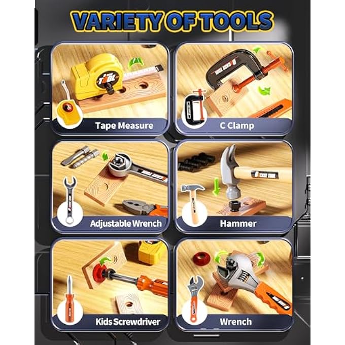 36PCS KIDS TOOL SET, TODDLER TOOL CONSTRUCTION TOYS WITH BELT & ELECTRONIC DRILL FOR BOYS GIRLS 3-5, STURDY TOOL BAG SUITABLE FOR OUTDOOR USE - Image 5