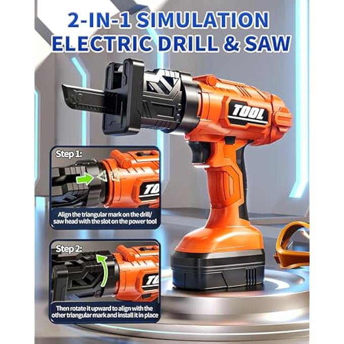 36PCS KIDS TOOL SET, TODDLER TOOL CONSTRUCTION TOYS WITH BELT & ELECTRONIC DRILL FOR BOYS GIRLS 3-5, STURDY TOOL BAG SUITABLE FOR OUTDOOR USE - Image 3