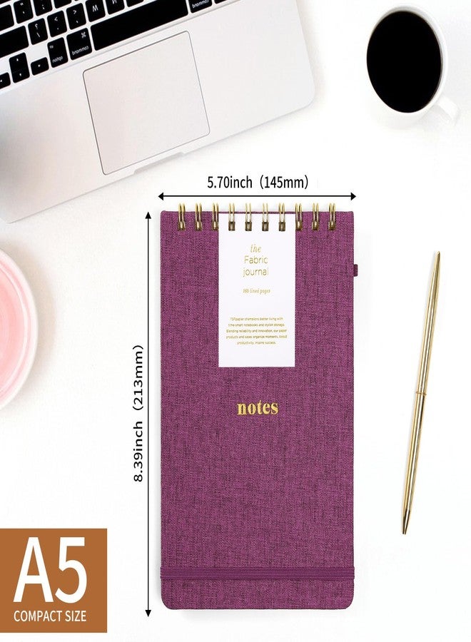 TSFPapier A5 Top Spiral Notebook - Hardcover Journal 160 Pages 100 GSM Thick Paper With Elastic Band & Pen Holder Steno Pads College Ruled Writing Notebooks for Work School Travel purplish-red - Image 2