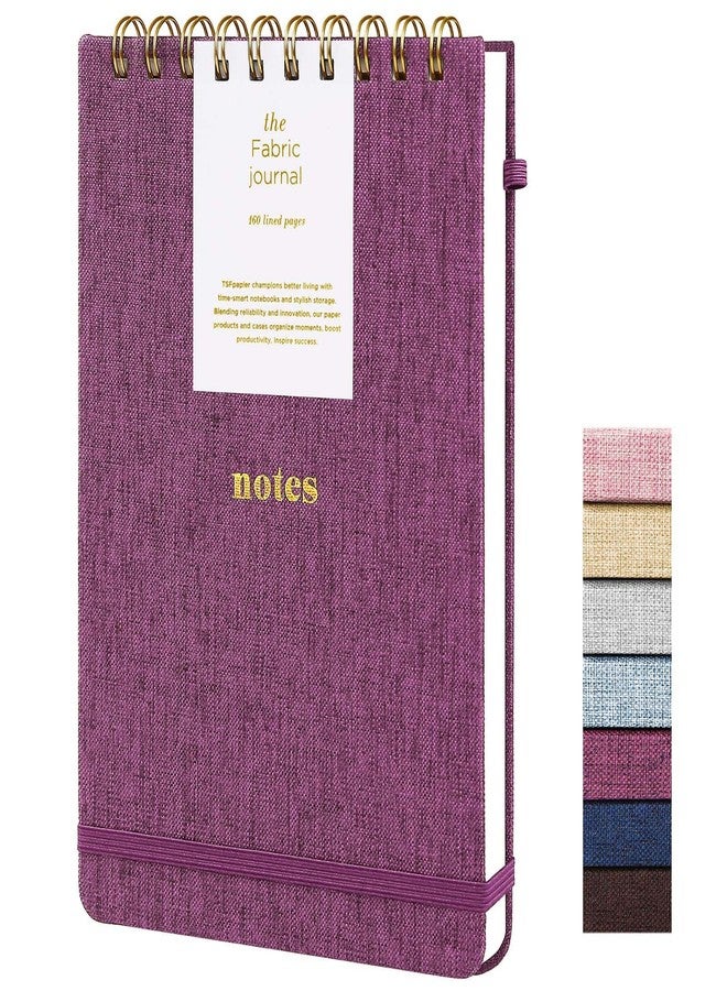 TSFPapier A5 Top Spiral Notebook - Hardcover Journal 160 Pages 100 GSM Thick Paper With Elastic Band & Pen Holder Steno Pads College Ruled Writing Notebooks for Work School Travel purplish-red - Image 1