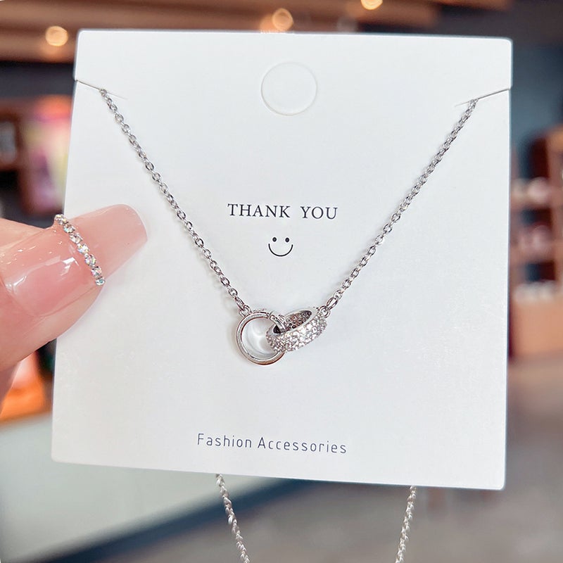 New concentric ring necklace sweet cool simple light luxury niche design explosion clavicle chain titanium steel jewelry wholesale X211 titanium steel real gold color retention 