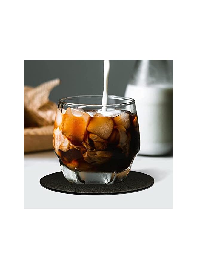 The Bros Drink Coasters Set of 6 Leather CoastersSpill Protection for Table Desk Durable and Non Slip Leather Coaster Fit Common Size Drinking Glass Coffee Cup Tea Cup Mug (Round Black) - Image 4