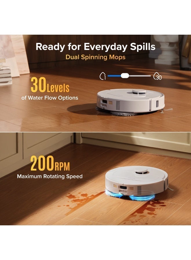 روبو روك مكنسة وممسحة roborock Qrevo S Pro Robot، شفط 18,500 باسكال، قاعدة متعددة الوظائف مع ممسحة 75 درجة مئوية، تنظيف ذاتي، تجنب العوائق الذكية، فرشاة مضادة للتشابك، ممسحة دوارة قابلة للرفع، أبيض - Image 5