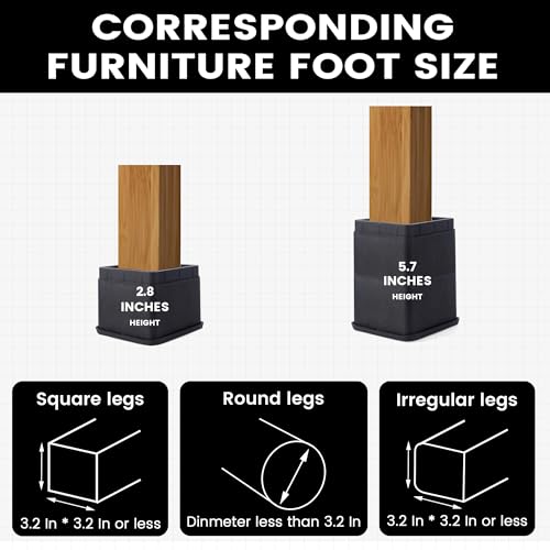 BTSD-home Adjustable Bed Risers 3 or 6 Inch Heavy Duty Stackable Furniture Risers for College Dorm Bed Sofa Table Couch Chair Bed Raisers Blocks Set of 4 Black - Image 4