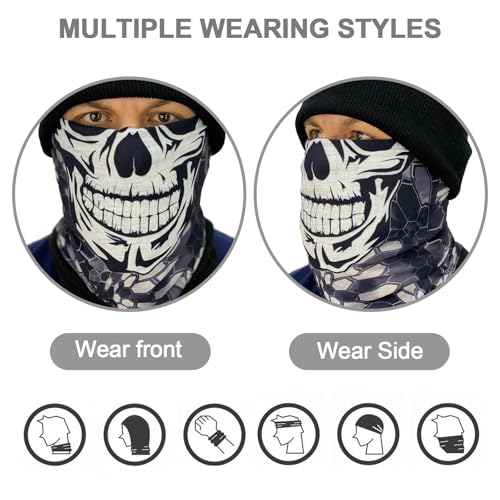 APEBAZY 12PCS Multi purpose Skull Neck Gaiters, Motorcycle Face Mask UV Protection, Unisex Suitable, for Halloween Carnival Parties and Outdoor Activities - Image 3