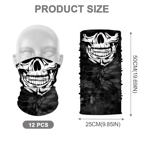 APEBAZY 12PCS Multi purpose Skull Neck Gaiters, Motorcycle Face Mask UV Protection, Unisex Suitable, for Halloween Carnival Parties and Outdoor Activities - Image 2