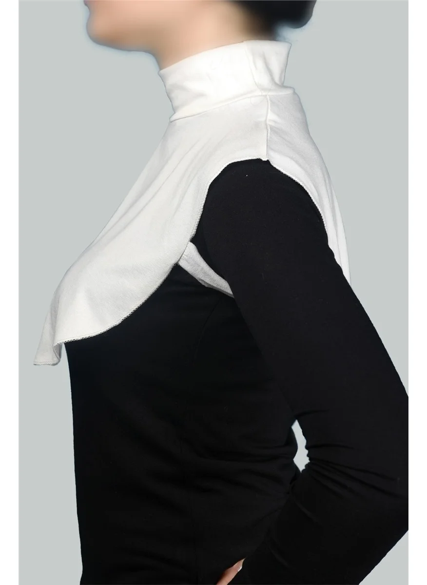 Altobeh Plain Turtleneck Turtleneck Combed Cotton Hijab Neck Collar - Ecru