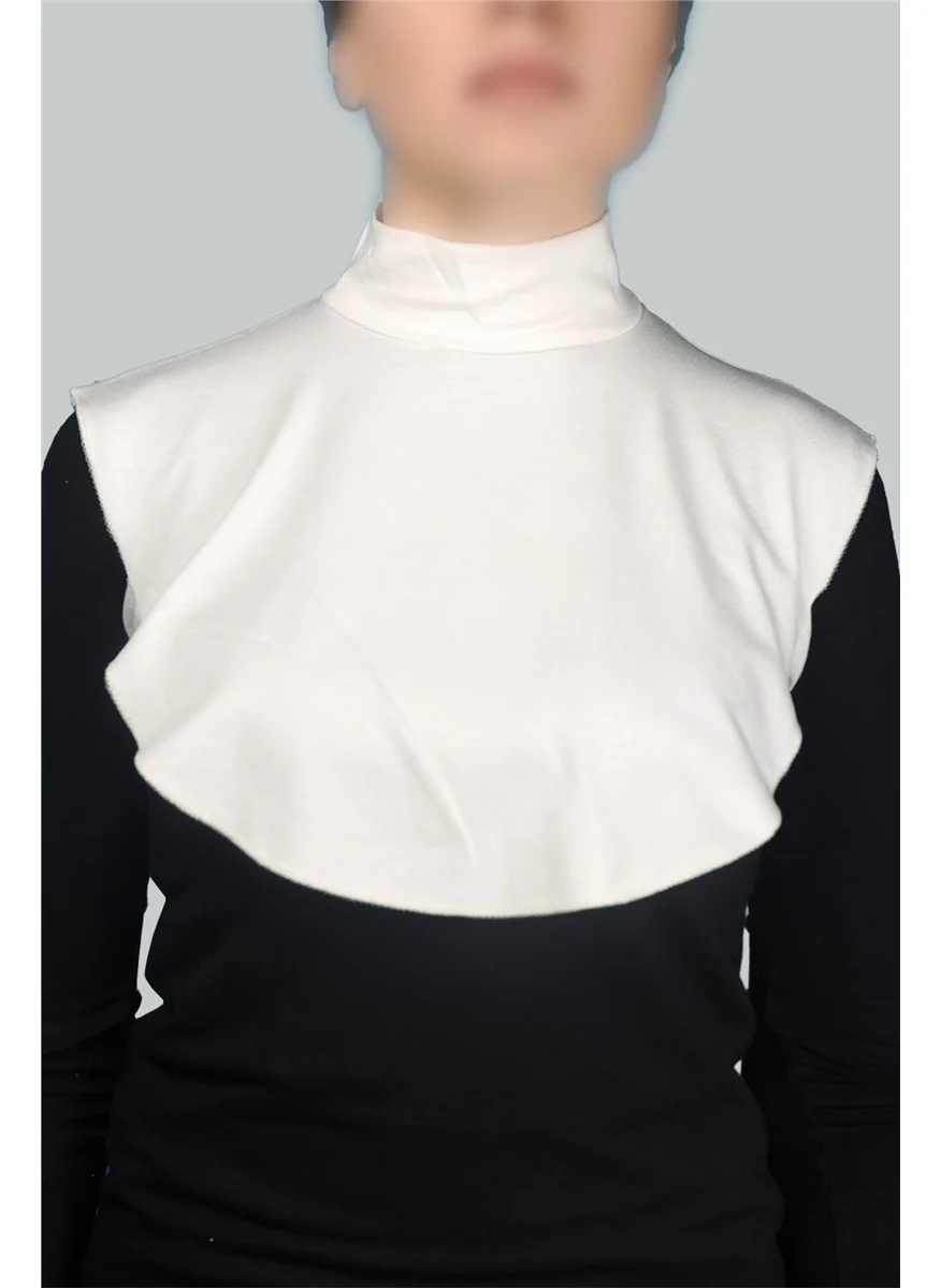 Altobeh Plain Turtleneck Turtleneck Combed Cotton Hijab Neck Collar - Ecru