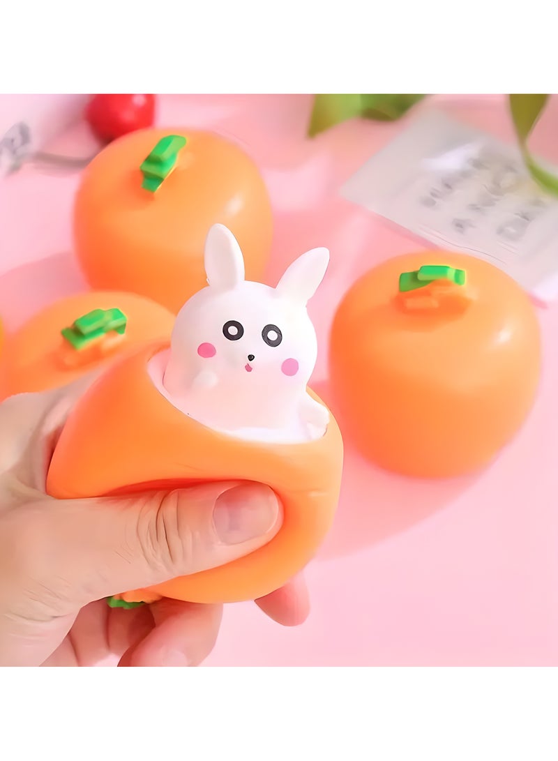 LIXADA 2pcs Cute Cartoon Carrot Head Bunny Squeeze Toy, Fun Prank Gag Gift for Youngsters and Adults, Educational Party Favor for Birthday, Special Festival - Assorted Colors, Rabbit Toys, Gift for Kids Age 3+(White and Pink)  - Image 5