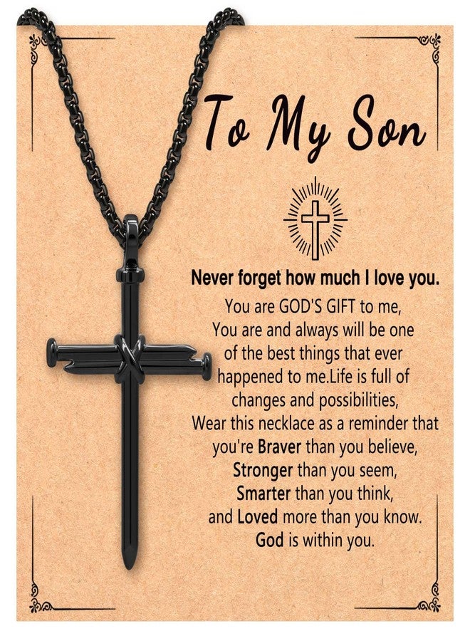 CXLDTE Easter Basket Stuffers Gifts Cross Necklace for Men Kids Teen Boys Gift Ideas 12 14 13 10 11 15 Year Old Baptism Christian Confirmation First Communion Gifts for Teens Teenage Boys To My Son from Mom - Image 1