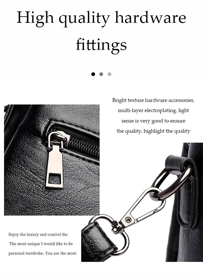 DUNISO Women's crossbody bag, PU square bucket handbag, adjustable shoulder strap, suitable for storing mobile phones, power banks, umbrellas, cosmetics, 23 * 17 * 12cm, black - Image 4