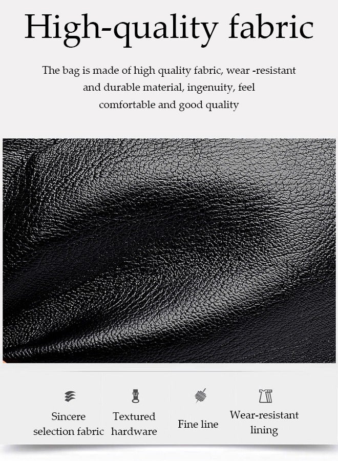 DUNISO Women's crossbody bag, PU square bucket handbag, adjustable shoulder strap, suitable for storing mobile phones, power banks, umbrellas, cosmetics, 23 * 17 * 12cm, black - Image 3