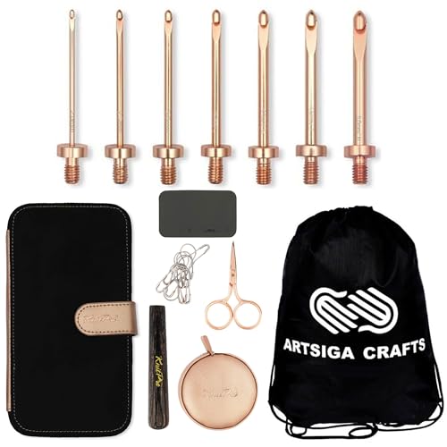 KnitPro مجموعة كروشيه كنيت برو أواسيز للمبتدئين مع خطافات كروشيه بحجم 2 بوصة 2.0، 2.5، 3.0، 3.5، 4.0، 4.5، 5.0 مم قابلة للتبديل، علامات غرز، شريط قياس والمزيد، حقيبة قماشية مع حقيبة مشروع - Image 1
