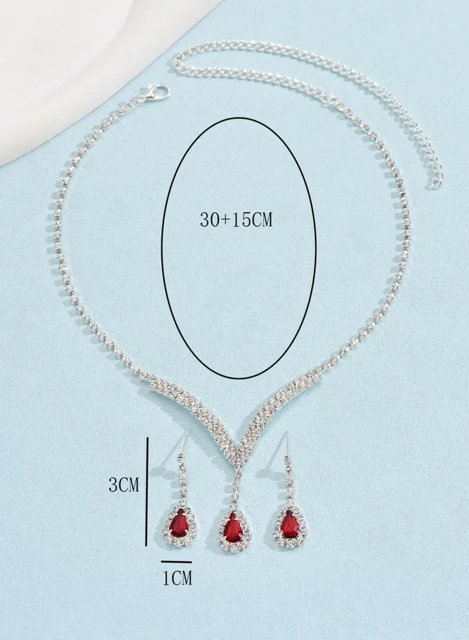 Take Two  2-Piece Rhinestone Drop Embellished Necklace and Earrings Jewelry Set for Women | Best Price UAE