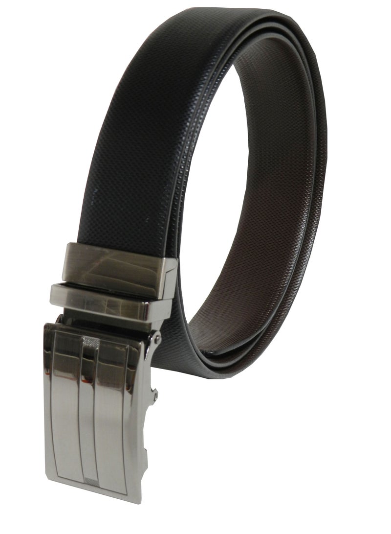 LAVERI LEATHER GENUINE LEATHER 35 MM FORMAL  BLACK AND BROWN BELT FOR MENS WITH AUTO LOCK BUCKLE - Image 4