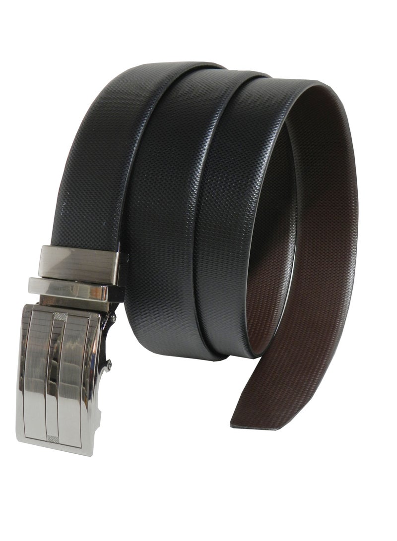 LAVERI LEATHER GENUINE LEATHER 35 MM FORMAL  BLACK AND BROWN BELT FOR MENS WITH AUTO LOCK BUCKLE - Image 3