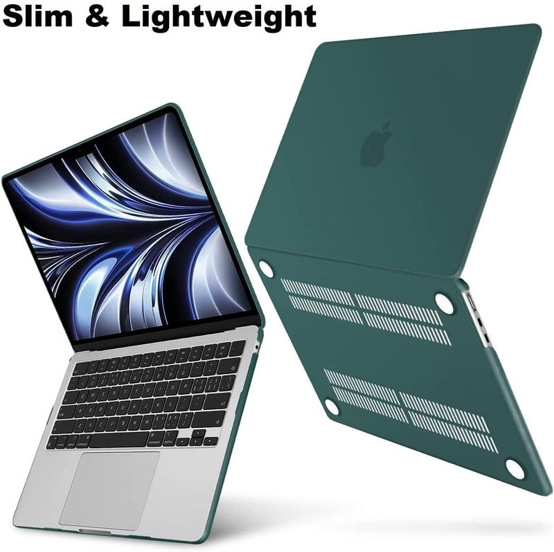 Midkart Case Compatible with MacBook Air 15 inch M4 A3241 M3 A3114 M2 A2941 Release 2025 2024 2023 with Touch ID Hard Shell Plastic Cover Keyguard Dust Plugs, Dark Green - Image 4