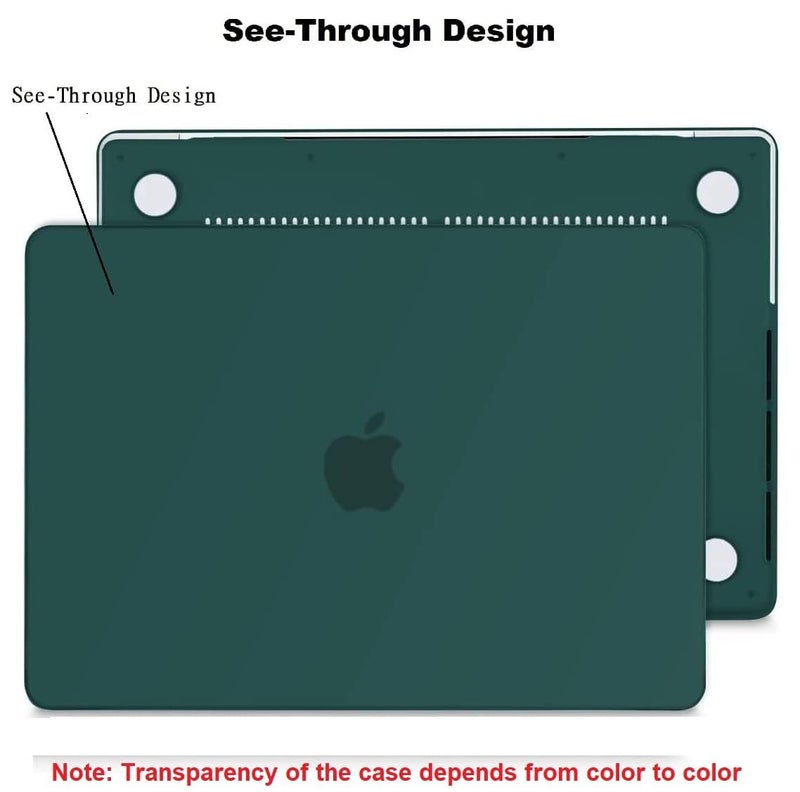 Midkart Case Compatible with MacBook Air 15 inch M4 A3241 M3 A3114 M2 A2941 Release 2025 2024 2023 with Touch ID Hard Shell Plastic Cover Keyguard Dust Plugs, Dark Green - Image 3