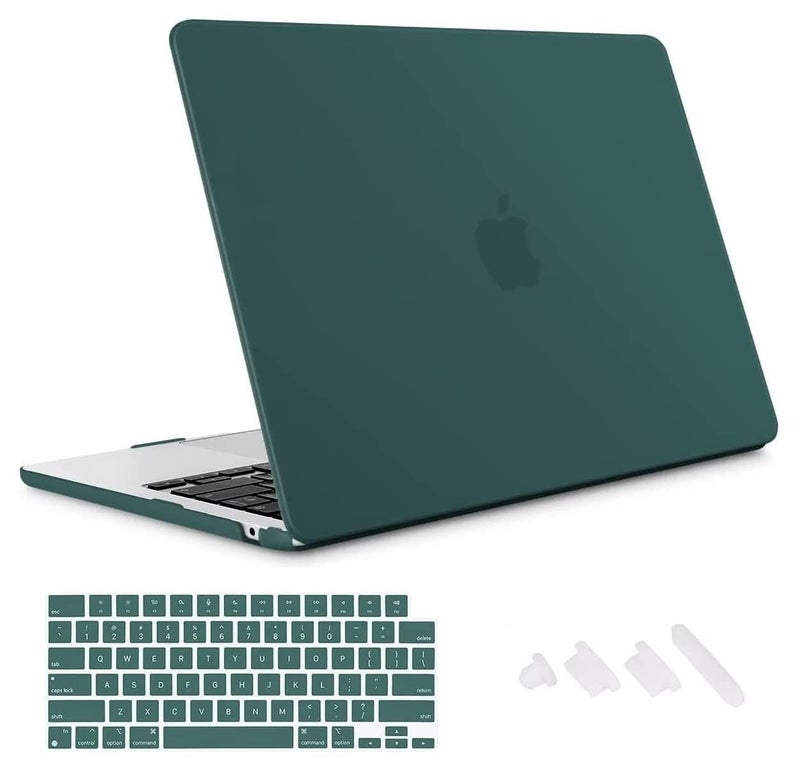 Midkart Case Compatible with MacBook Air 15 inch M4 A3241 M3 A3114 M2 A2941 Release 2025 2024 2023 with Touch ID Hard Shell Plastic Cover Keyguard Dust Plugs, Dark Green - Image 1