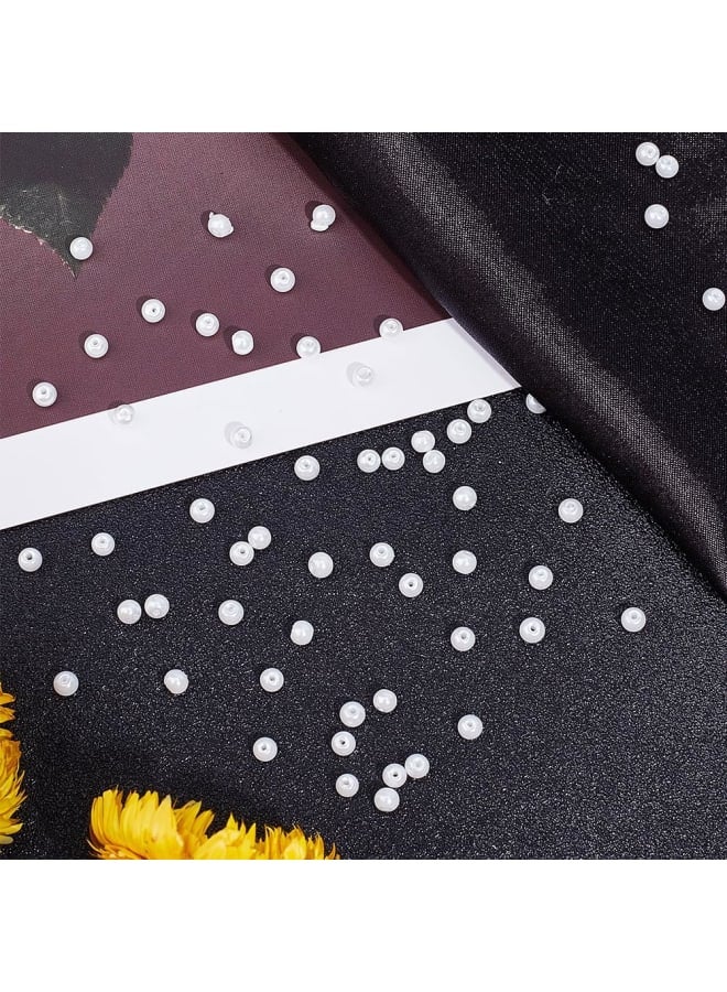 2300pcs Glass Beads 3mm Round Loose Spacer Beads Tiny Pearl Imitation Beads Waist Beads for Earring Necklace Bracelet Hair Accessory Weeding Vail Gloves Dresses, 1~1.5mm Hole White  - Image 5