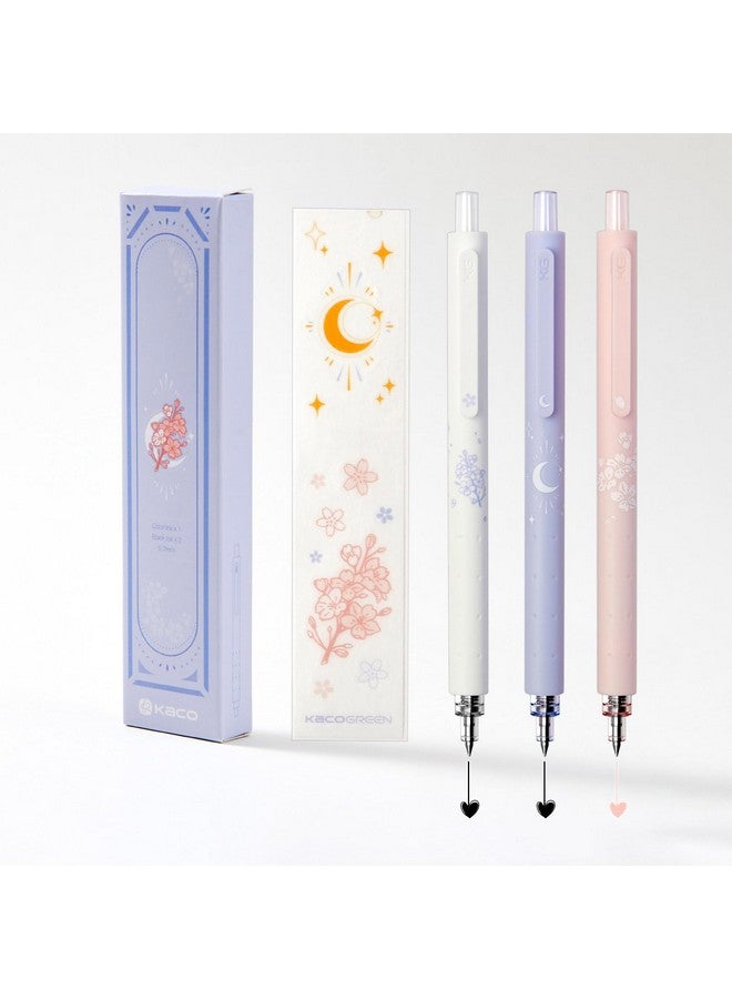 Kaco Rocket Gel Pens Cute Stationery 3 Pieces Set, 0.7 Mm Medium Point, 2 Black Ink And 1 Coral Ink, Quick Drying Aesthetic Cute Pens Office Supplies  - Image 1