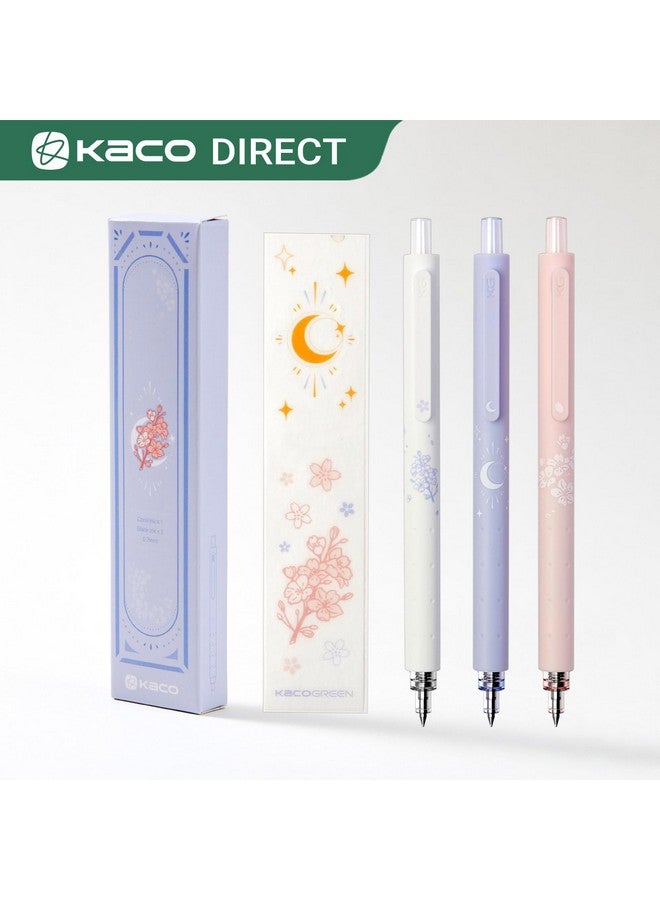 Kaco Rocket Gel Pens Cute Stationery 3 Pieces Set, 0.7 Mm Medium Point, 2 Black Ink And 1 Coral Ink, Quick Drying Aesthetic Cute Pens Office Supplies  - Image 4