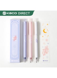 Kaco Rocket Gel Pens Cute Stationery 3 Pieces Set, 0.7 Mm Medium Point, 2 Black Ink And 1 Coral Ink, Quick Drying Aesthetic Cute Pens Office Supplies  - Image 2