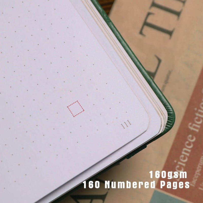 TIEFOSSI Dotted Journal Notebook, Dot Grid Notebook for Women Men, Hardcover PU Leather Journal, 160 GSM Thick Paper, 160 Numbered Pages with Gold Edges, 8 x 8 Square Diary - Image 4