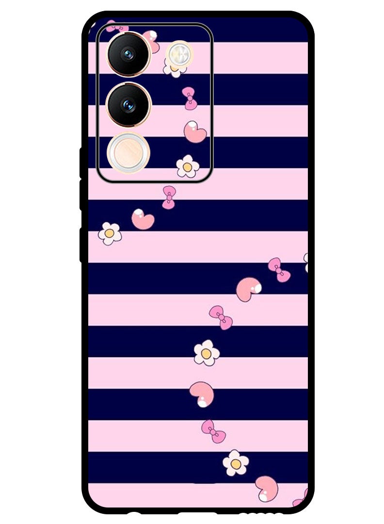 Theodor Protective Case Anti Scratch Shock Proof Bumper Cover For Vivo V29e Heart and Flowers - Image 1
