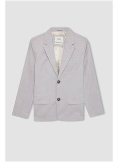 Boy Regular Fit Blazer Collar Long Sleeve Woven Jacket