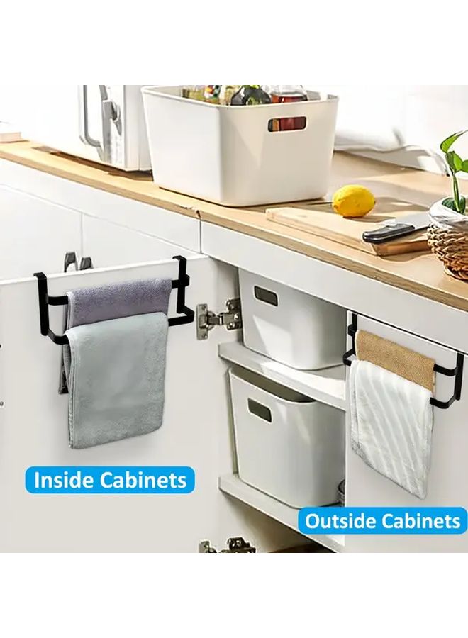 حامل منشفة أبيض مزدوج الطبقات مثبت على الحائط بدون حفر قوي التحميل موفر للمساحة معلق على باب الحمام - Image 2