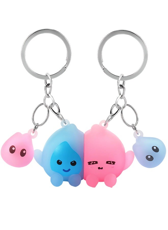 1Pair ChunlongFour Cute Couple Matching Keychains, Romantic His and Hers Keyring Set, Best Gift for Boyfriend Girlfriend Him Her, Valentine's Day Christmas Birthday Anniversary Presents - Image 1