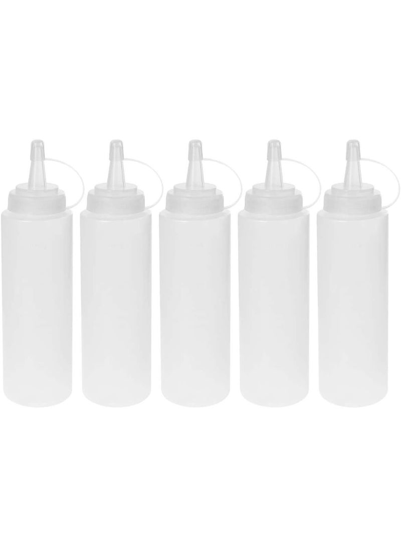 5 Pack Plastic Squeeze Bottles with Caps,8 Oz,Best Dispensers for Home & Restaurant Ketchup, Mustard, Mayo, Dressings, Olive Oil, BBQ Sauce- BPA Free  - Image 1