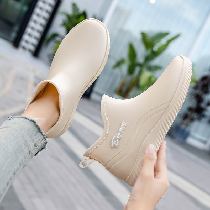 2025 Cross-border Short Barrel Fashion Rain Boots Mens Kitchen Anti-slip Shoes Low-top Outdoor Car Wash Waterproof Shoes Lightweight 8817 black - Image 5