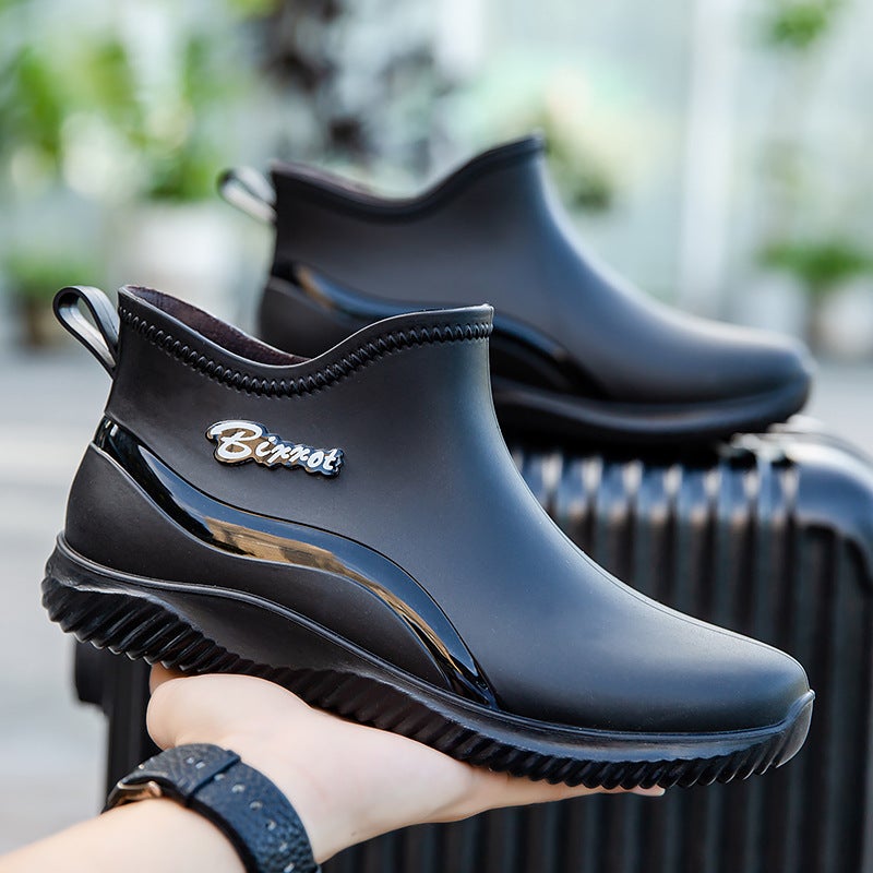 2025 Cross-border Short Barrel Fashion Rain Boots Mens Kitchen Anti-slip Shoes Low-top Outdoor Car Wash Waterproof Shoes Lightweight 8817 black - Image 2