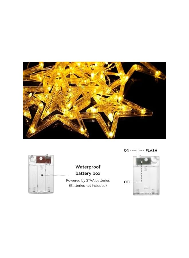 The Bros Diwali Curtain Fairy Lights 3.5M/11.5FT 138 LEDs 12 Stars Battery Operated Christmas Lights 8 Mode Outdoor Indoor Waterfall Backdrop for Bedroom Wedding Party Wall Decor  - Image 3