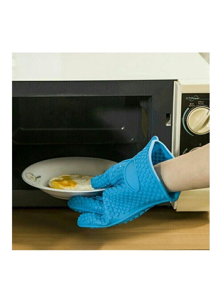قفازات طبخ للفرن سيليكون مقاومة للماء والحرارة، مناسبة للشواء وغسيل الاطباق متعدد الالوان - Image 3